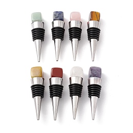 Honeyhandy Natural Gemstone Bottle Stoppers, with Alloy & Silicone Findings, Cone, 77~78x20mm