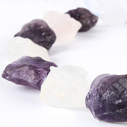 Honeyhandy Natural Gemstone Crystal & Amethyst Quartz Rough Nuggets Bead Strands, 13~40x10~26x10~23mm, Hole: 2mm, about 14~19pcs/strand, 16.54 inch