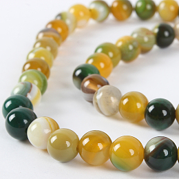 Honeyhandy Natural Gemstone Agate Round Bead Strands, Dyed, Yellow Green, 6mm, Hole: 1mm, about 63pcs/strand, 15.35 inch