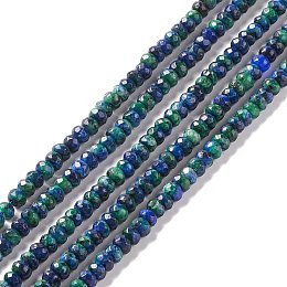 Honeyhandy Dyed Natural Sesame Jasper/Kiwi Jasper Rondelle Beads Strands, Faceted, Dark Blue, 6x4mm, Hole: 1mm, about 87pcs/strand, 14.76~15.16 inch(37.5~38.5cm)