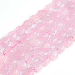 Honeyhandy Natural Rose Quartz Beads Strands, Heart, 7.2~9x8.3~8.7x5.2~5.4mm, Hole: 1mm, about 24pcs/strand, 15.35 inch(39cm)