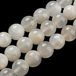 Honeyhandy Natural White Moonstone Beads Strands, Grade AB, Round, White, 6mm, Hole: 0.8mm, about 61pcs/strand.