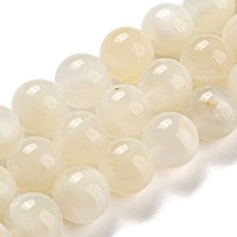 Honeyhandy Natural White Moonstone Beads Strands, Grade AB, Round, White, 8mm, Hole: 1mm, about 49pcs/strand.