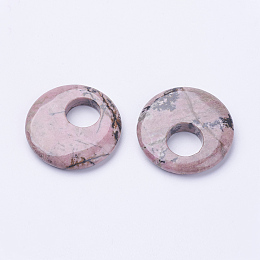 Honeyhandy Natural Rhodonite Pendants, Donut, 40x7mm, Hole: 12~14.5mm