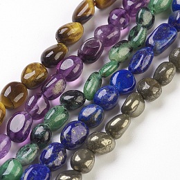 Honeyhandy Natural Gemstone Beads Strands, Tumbled Stone, Nuggets, 6~12x6~8mm, Hole: 0.5mm, about 40~51pcs/strand, 15.5~15.7 inch(39.5~40cm)