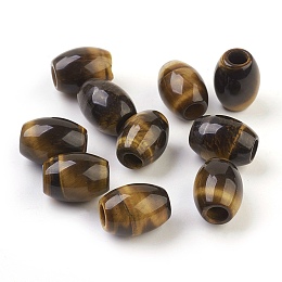 Honeyhandy Natural Tiger Eye European Beads, Large Hole Beads, Barrel, 15~17x12~13.5mm, Hole: 4.5~5mm