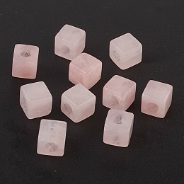 Honeyhandy Natural Rose Quartz European Beads, Large Hole Beads, Cube, 10x10x10mm, Hole: 4.5~5mm