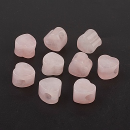 Honeyhandy Natural Rose Quartz European Beads, Large Hole Beads, Heart, 13~14x13~14x9~10mm, Hole: 5.5~6mm