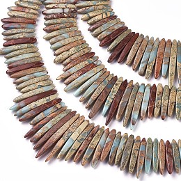 Honeyhandy Natural Aqua Terra Jasper Graduated Beads Strands, Tusk Shape, 16~52x5~6x5~5.5mm, Hole: 1mm, about 82~87pcs/strand, 15.9~16.9 inch(40.5~43cm)