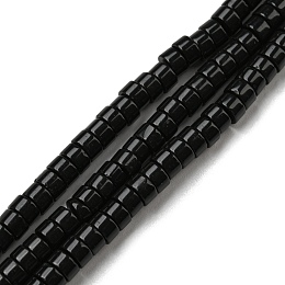 Honeyhandy Natural Black Stone Beads Strands, Flat Round/Disc, 3.8~4.2x2~4.5mm, Hole: 0.8~1mm, about 152~180pcs/strand, 15.1~15.5 inch(38.5~39.5cm)