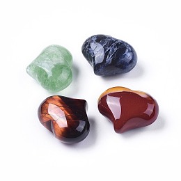 Honeyhandy Natural Mixed Gemstone Heart Palm Stone, Pocket Stone for Energy Balancing Meditation, 20x25x11~13mm