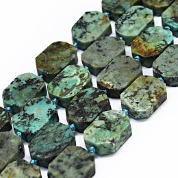 Honeyhandy Natural African Turquoise(Jasper) Beads Strands, Frosted, Rectangle, 14~17x11~13x5~6mm, Hole: 1mm, about 21~23pcs/strand, 15.75~16.14 inch(40~41cm)