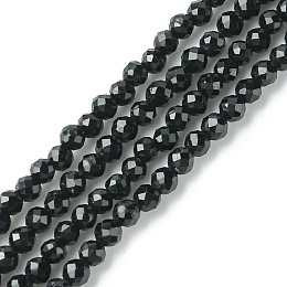 Natural Black Tourmaline Beads Strands, Faceted, Round, 2mm, Hole: 0.6mmabout 185pcs/strand, 15.20~15.43 inch(38.6~39.2cm)