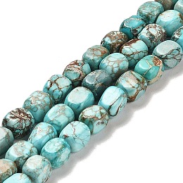 Honeyhandy Natural Dolomite Beads Strands, Dyed, Cuboid, Turquoise, 7~7.5x5~5.5x5~5.5mm, Hole: 1.2mm, about 55pcs/strand, 15.67~15.94 inch(39.8~40.5cm)