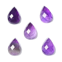 Honeyhandy Natural Amethyst Cabochons, Faceted Teardrop, 12.5~13x8.5~9x4.5~5mm