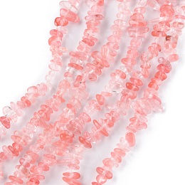 Honeyhandy Cherry Quartz Glass Beads Strands, Chip, 1.5~4.5x3~13x2.5~8mm, Hole: 0.6mm, 30.94~31.97 inch(78.6~81.2cm)