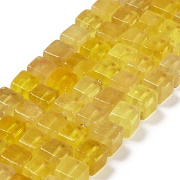 Honeyhandy Natural Yellow Fluorite Beads Strands, Cube, 8~9x8~9x8~9mm, Hole: 1.2mm, about 38~39pcs/strand, 15.08~15.35 inch(38.3~39cm)