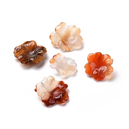 Natural Agate Pendants, Flower Charm, 26x27x6mm, Hole: 1mm