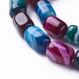 Honeyhandy Natural Dyed Agate Beads Strands, Cuboid, Colorful, 14~18x10~11x10~11mm, Hole: 1.5mm, about 25pcs/strand, 15.1 inch(38.5cm)