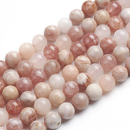 Honeyhandy Natural Sunstone Beads Strands, Round, 8~8.5mm, Hole: 1mm, about 47pcs/strand, 15.1 inch(38.5cm)