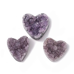 Honeyhandy Natural Amethyst Cluster, Druzy Amethyst Specimen, for Home Display Decoration, Heart, 34.5~41x34~42x12~19mm