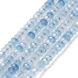 Honeyhandy Natural Aquamarine Bead Strands, Faceted, Rondelle, 4x2mm, Hole: 0.7mm, about 157pcs/strand, 15.55 inch(39.5cm)