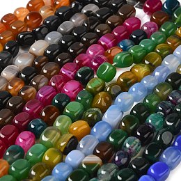 Natural Agate Beads Strands, Dyed & Heated, Cube, Mixed Color, 11~12x8~9.5x8~9.5mm, Hole: 1.2mm, about 16pcs/strand, 7.48~7.72''(19~19.6cm)