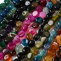 Natural Agate Beads Strands, Dyed & Heated, Nuggets, Tumbled Stone, Mixed Color, 14~15x10~14x8~9.5mm, Hole: 1.6mm, about 12~13pcs/strand, 7.09~7.48''(18~19cm)