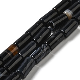 Natural Agate Beads Strands, Dyed & Heated, Column, Black, 8~8.5x14.5~16mm, Hole: 1.6mm, about 12pcs/strand, 7.20~7.48''(18.3~19cm)