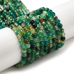 Honeyhandy Natural Agate Beads Strands, Faceted, Round, Dyed & Heated, Sea Green, 4mm, Hole: 0.8mm, about 88~94pcs/strand, 14.76~15.87''(37.5~40.3cm)