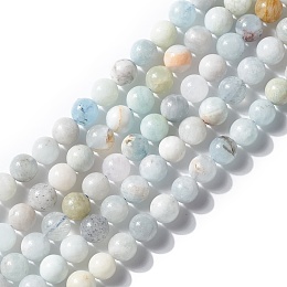 Natural Aquamarine Beads Strands, Round, 6~6.5mm, Hole: 0.8mm, about 64pcs/strand, 15.75''(40cm)