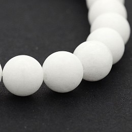 Honeyhandy Natural White Jade Round Bead Strands, Grade A, White, 8mm, Hole: 1mm, about 48pcs/strand, 14.9 inch