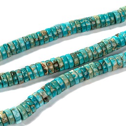 Honeyhandy Natural Imperial Jasper Beads Strands, Dyed, Heishi Beads, Flat Round/Disc, Pale Turquoise, 8x3mm, Hole: 1mm, about 133pcs/strand, 15.7 inch(40cm)