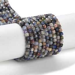 Honeyhandy Natural Sodalite Beads Strands, Faceted, Square, 2x2x2mm, Hole: 0.5mm, about 176pcs/strand, 15.04''(38.2cm)