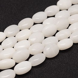 Honeyhandy Natural White Jade Bead Strands, Oval, 14x10x7mm, Hole: 1mm, about 28pcs/strand, 15.5 inch