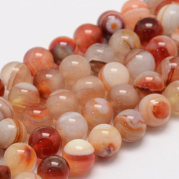 Honeyhandy Natural Sardonyx Beads Strands, Round, Grade A, 8mm, Hole: 1mm, about 47~48pcs/strand, 14.5 inch