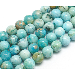 Honeyhandy Natural Gemstone Hemimorphite Round Beads Strands, Dyed, Cyan, 14mm, Hole: 1.2mm, about 28pcs/strand, 15.74 inch