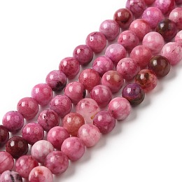 Honeyhandy Natural Gemstone Hemimorphite Round Beads Strands, Dyed, Deep Pink, 6mm, Hole: 1mm, about 66pcs/strand, 15.74 inch