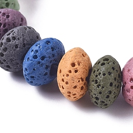 Honeyhandy Natural Lava Rock Beads Strands, Dyed, Rondelle, Colorful, 8x5mm, Hole: 1.8mm, about 38pcs/strand, 7.48 inch(19cm)