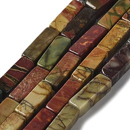 Natural Picasso Stone/Picasso Jasper Beads Strands, Cuboid, 13~13.5x4~4.5x4~4.5mm, Hole: 1mm, about 30pcs/strand, 15.63~15.75 inch(39.7~40cm)