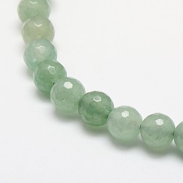 Honeyhandy Natural Green Aventurine Beads Strands, Faceted, Round, 8mm, Hole: 1mm, about 49pcs/strand, 15.3 inch