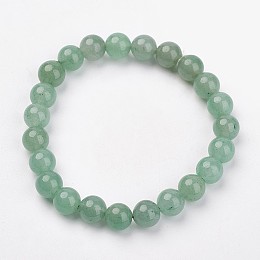 Honeyhandy Natural Green Aventurine Stretch Bracelets, Round, 47mm(1-7/8 inch), Bead: 8mm