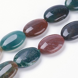 Honeyhandy Natural Indian Agate Beads Strands, Oval, 25x18x8mm, Hole: 2mm, about 16pcs/strand, 15.82 inch(40.2cm)