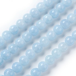 Honeyhandy Dyed Natural White Jade Beads Strands, Imitate Aquamarine, Round, Light Blue , 6.5mm, Hole: 1.2mm, about 60pcs/strand, 14.96 inch(38cm)