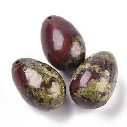 Honeyhandy Natural Dragon Blood Jasper Pendants, Easter Egg Stone, 31x20x20mm, Hole: 2mm