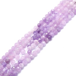 Honeyhandy Natural Lilac Jade Beads Strands, Faceted, Round, 3mm, Hole: 0.7mm, about 115pcs/strand, 15.16''~15.55''(38.5~39.5cm)