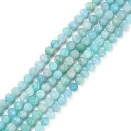 Natural Amazonite Beads Strands, Faceted, Round, 3~3.5mm, Hole: 0.6mm, about 117~126pcs/strand, 15.16''~15.55''(38.5~39.5cm)