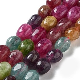 Dyed Natural Malaysia Jade Beads Strands, Oval, Mixed Color, 8.5~11x7~8.5x7~8.5mm, Hole: 1mm, about 18pcs/strand, 7.28~7.48 inch(18.5~19cm)