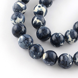 Honeyhandy Dyed Natural Ocean White Jade Round Bead Strands, Prussian Blue, 6mm, Hole: 1mm, about 62pcs/strand, 15.7 inch