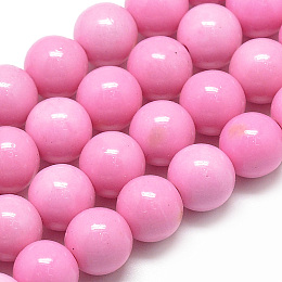 Synthetic Ocean White Jade Beads Strands, Dyed, Round, Pearl Pink, 8~9mm, Hole: 1mm, about 48pcs/strand, 16.3 inch